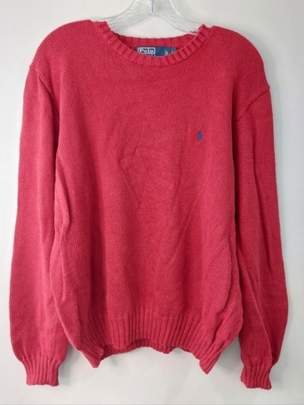 Polo Ralph Lauren sweater large crew neck red with blue pony knit long sleeve